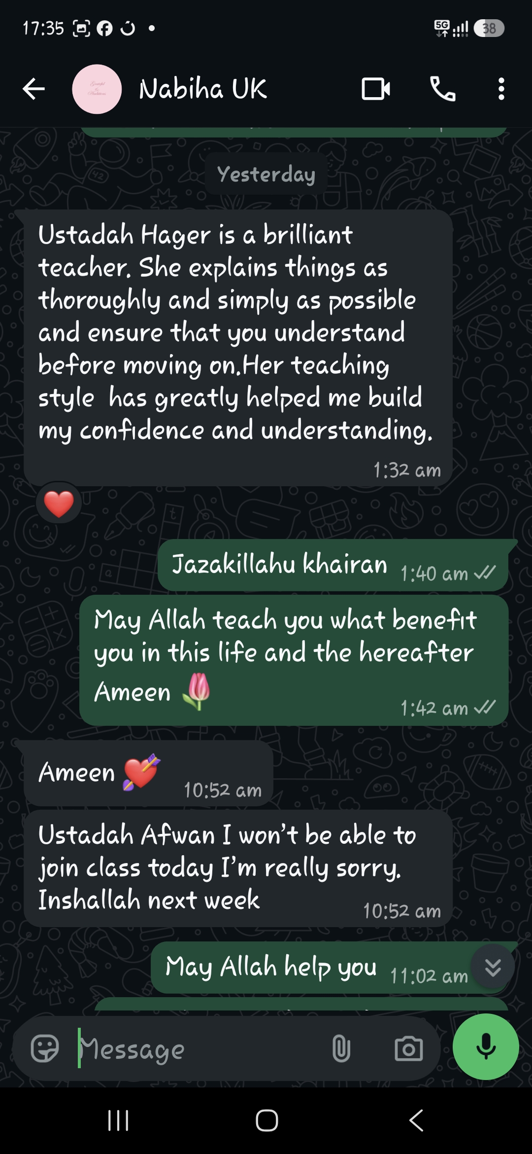 Student review from Nabiha (UK)