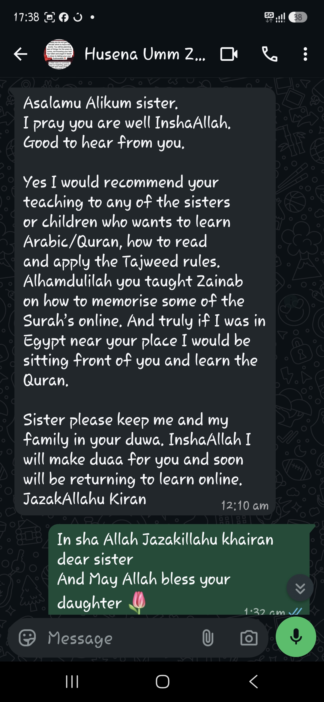 Student review from Husena (Umm Zainab)