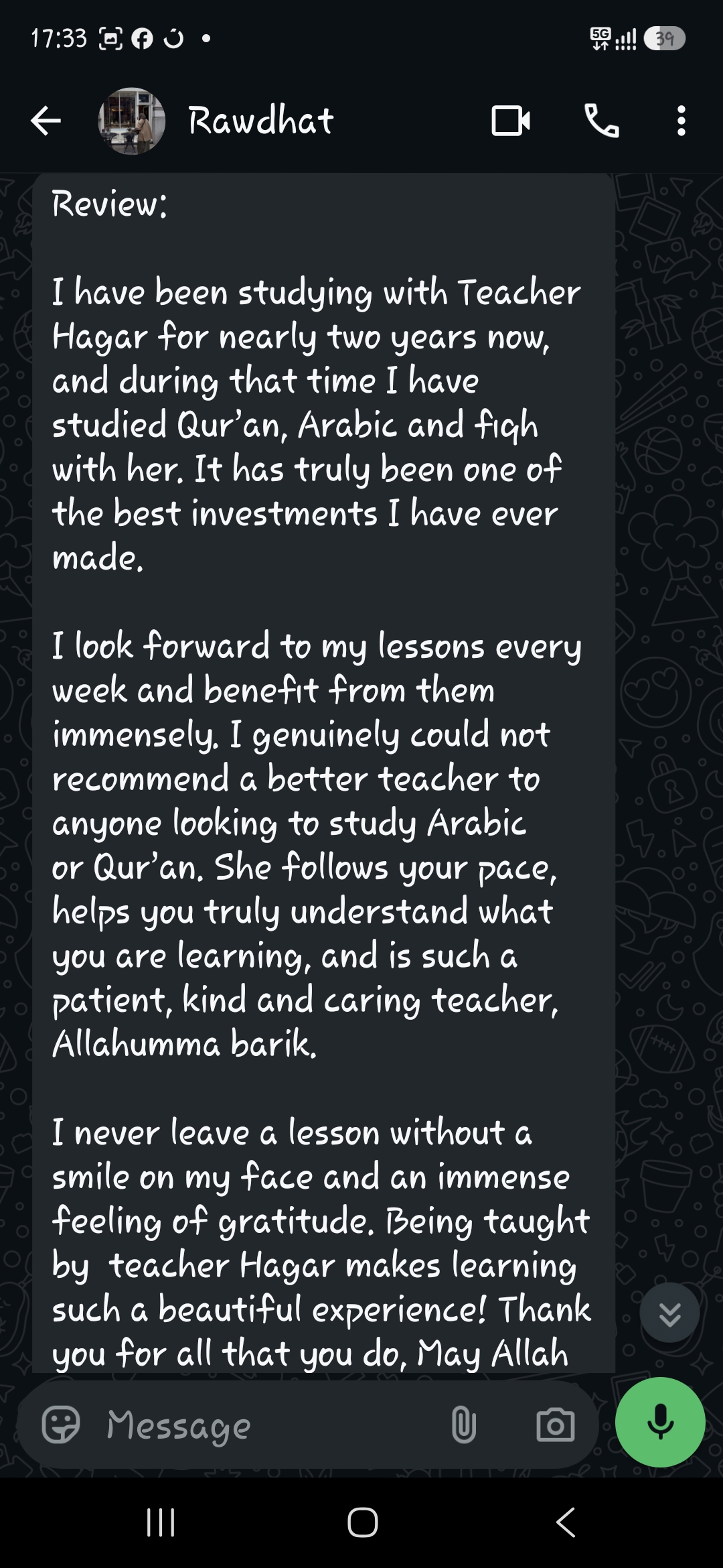 Student review from Rawdhat